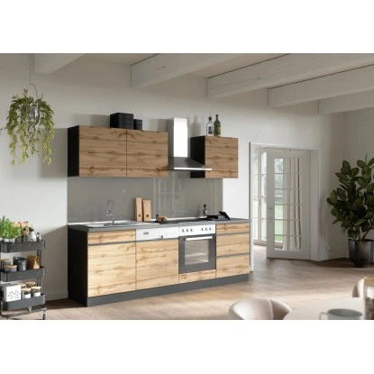 Held Möbel Küchenzeile Turin 240 Cm Wotaneiche-Graphit Mit E-Geräten 1 Held Möbel Küchenzeile Turin 240 Cm Wotaneiche-Graphit Mit E-Geräten