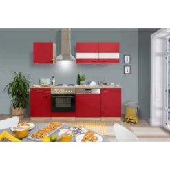 Respekta Küchenzeile KB220ESR 220 Cm Rot-Eiche Sägerau Nachbildung