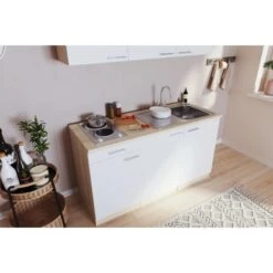 Respekta Singleküche Luis 150 Cm Weiß-Eiche Sägerau -Grohe Store 658049 4384 4