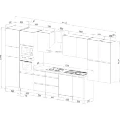 Respekta Premium Küchenzeile GLRP445HESGGKEOES Grifflos 445 Cm Grau Eiche NB -Grohe Store 7014780 4384 2