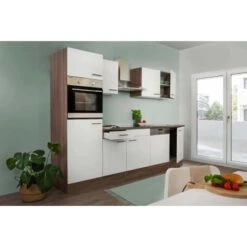 Respekta Küchenzeile Ohne E-Geräte 280 Cm Weiß Seidengl.-Eiche York -Grohe Store 7053788 4384 LBKB280EYW 02