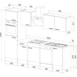 Respekta Küchenzeile Ohne E-Geräte 280 Cm Weiß Seidengl.-Eiche York -Grohe Store 7053788 4384 LBKB280EYW 03