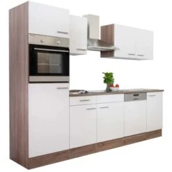 Respekta Küchenzeile Ohne E-Geräte 280 Cm Weiß Seidengl.-Eiche York -Grohe Store 7053788 4384 LBKB280EYW 05