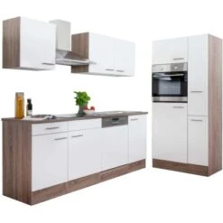 Respekta Küchenzeile Ohne E-Geräte 310 Cm Weiß Seidengl.-Eiche York -Grohe Store 7054026 4384 LBKB310EYW 05