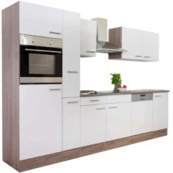 Respekta Küchenzeile Ohne E-Geräte 310 Cm Weiß Seidengl.-Eiche York -Grohe Store 7054026 4384 LBKB310EYW 07