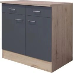 Flex-Well Exclusiv Unterschrank Morena 80 Cm Basaltgrau Matt - San Remo Eiche