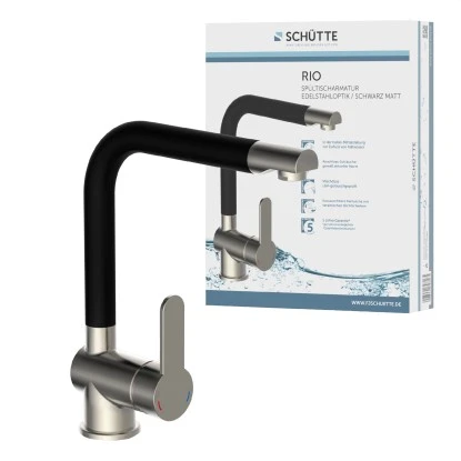 Schütte Spültischarmatur Rio Edelstahloptik Schwarz Matt 1 Schütte Spültischarmatur Rio Edelstahloptik Schwarz Matt