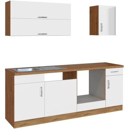 Held Möbel Küchenzeile Sorrento 210 Cm Weiß-Wotaneiche Ohne E-Geräte 2 Held Möbel Küchenzeile Sorrento 210 Cm Weiß-Wotaneiche Ohne E-Geräte – Bild 2