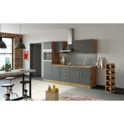 Held Möbel Küchenzeile Sorrento 270 Cm Anthr.-Wotaneiche Ohne E-Geräte -Grohe Store 853323 11016600 12