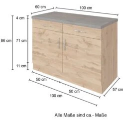 Held Möbel Unterschrank Sorrento 100x85x60 Cm 2 Schub. 1 EL-B. Weiß-Wotan. -Grohe Store 853801 11016600 4