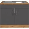 Held Möbel Spülenschrank Sorrento B100 X H85 X T60 Cm 2Türen Anthraz.-Wotaneiche