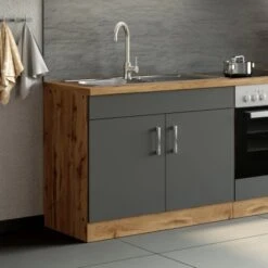 Held Möbel Spülenschrank Sorrento B100 X H85 X T60 Cm 2Türen Anthraz.-Wotaneiche 28 Held Möbel Spülenschrank Sorrento B100 X H85 X T60 Cm 2Türen Anthraz.-Wotaneiche -Grohe Store 853807 11016600 13