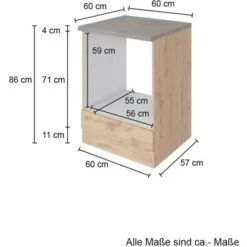 Held Möbel Herdumbau Sorrento 60 X 85 X 60 Cm Nische F. Ofen Wotaneiche-Grafit -Grohe Store 853841 11016600 3