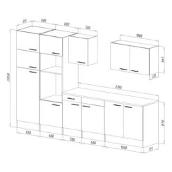 Respekta Küchenzeile KB330EYSMIGKE 330 Cm Schwarz-Eiche York Nachbildung -Grohe Store 9101 skizze kb330ey mi gke