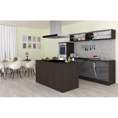 Respekta Premium Inselküche 280 Cm Grau Hochglanz-Eiche Grau 4 Respekta Premium Inselküche 280 Cm Grau Hochglanz-Eiche Grau – Bild 4