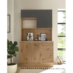 Respekta Buffet Zu Küchenzeile Marleen Artisan-Eiche Grau Matt