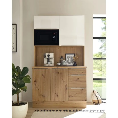 Respekta Buffet Mit Mikrowelle Zu Küchenzeile Marleen Artisan-Eiche Weiß Hochgl. 1 Respekta Buffet Mit Mikrowelle Zu Küchenzeile Marleen Artisan-Eiche Weiß Hochgl.