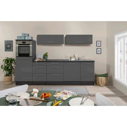 Respekta Premium Inselküche 280 Cm Grau Hochglanz-Eiche Grau 3 Respekta Premium Inselküche 280 Cm Grau Hochglanz-Eiche Grau – Bild 3