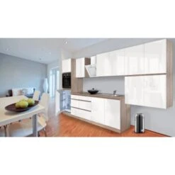 Respekta Küchenzeile GLRP370HESW Grifflos 370 Cm Weiß Hochglanz-Sonoma Eiche -Grohe Store Kuechenzeile GLRP370HESW 2