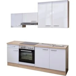 Flex-Well Exclusiv Küchenzeile Valero 210 Cm Hochglanz Weiß-Sonoma Eiche -Grohe Store g 210 1601 008 valero free