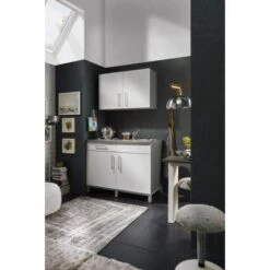 Menke Küchenzeile Rack Time Single 120 Cm Weiß Hochglanz-Graphit