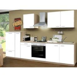 Menke Küchenzeile Classic 300 Cm Weiß Melamin-Sonoma Eiche Nachbildung