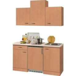 Flex-Well Classic Küchenzeile Nano 150 Cm Buche Nachbildung -Grohe Store singlekuechenblock150cm 2